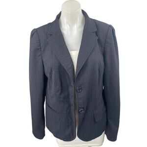 Banana Republic Women's Black Wool Striped Long Sleeve Blazer Coat Jacket 14
